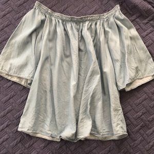 Off the shoulder, chambray top